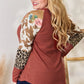 Hailey & Co Full Size Leopard Waffle-Knit Blouse - Enfance-Heureuse