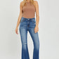 RISEN Full Size High Rise Front Slit Frayed Hem Flare Jeans - Enfance-Heureuse