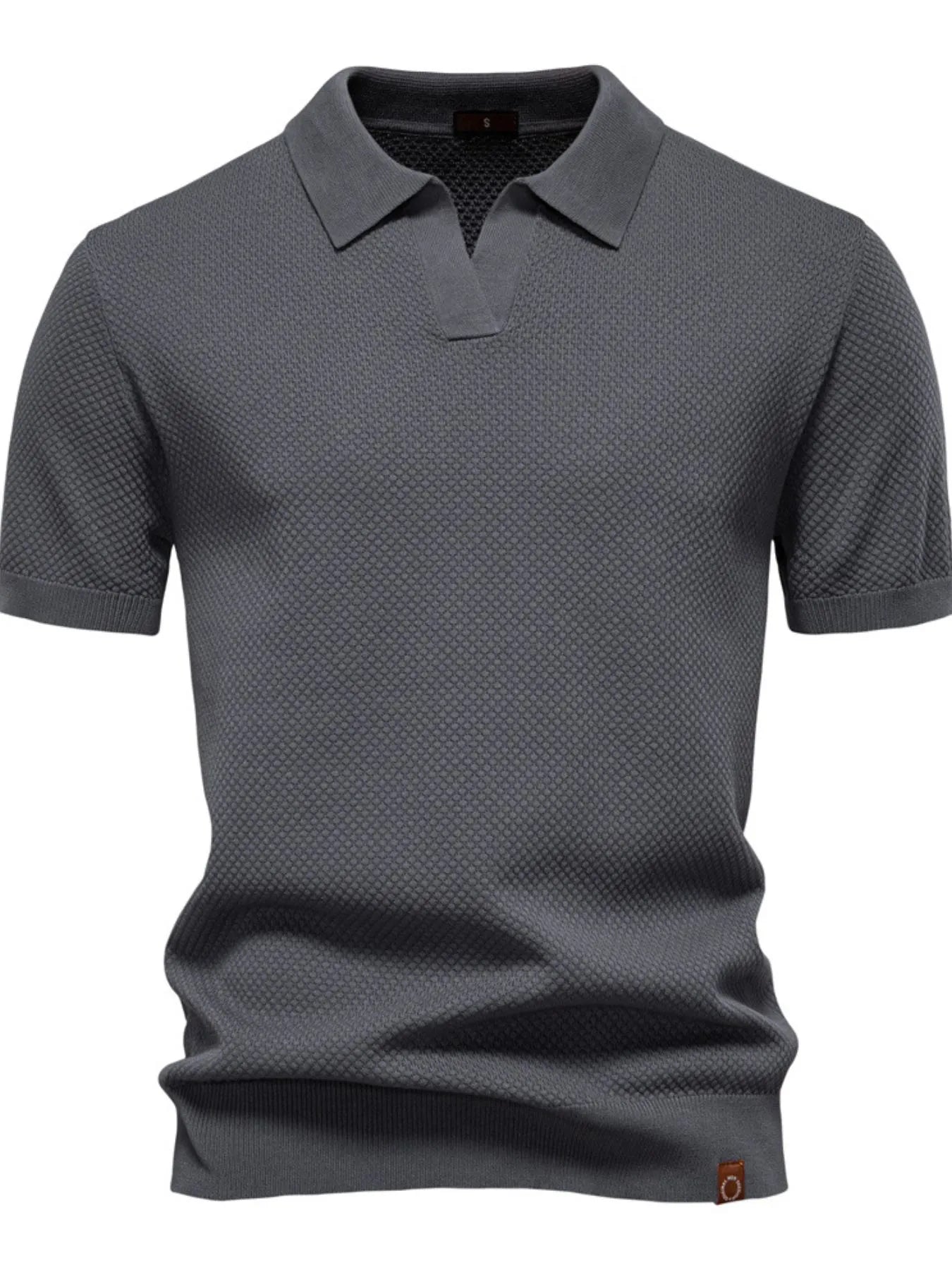 Men's Classic Textured Short Sleeve Polo Shirt - Enfance-Heureuse