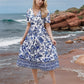 2025 New Women's Floral Print V-neck Dress, Floral Dress, Suitable For Vacation, Women's Dress