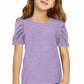 Round Neck Puff Sleeve T-Shirt - Enfance-Heureuse