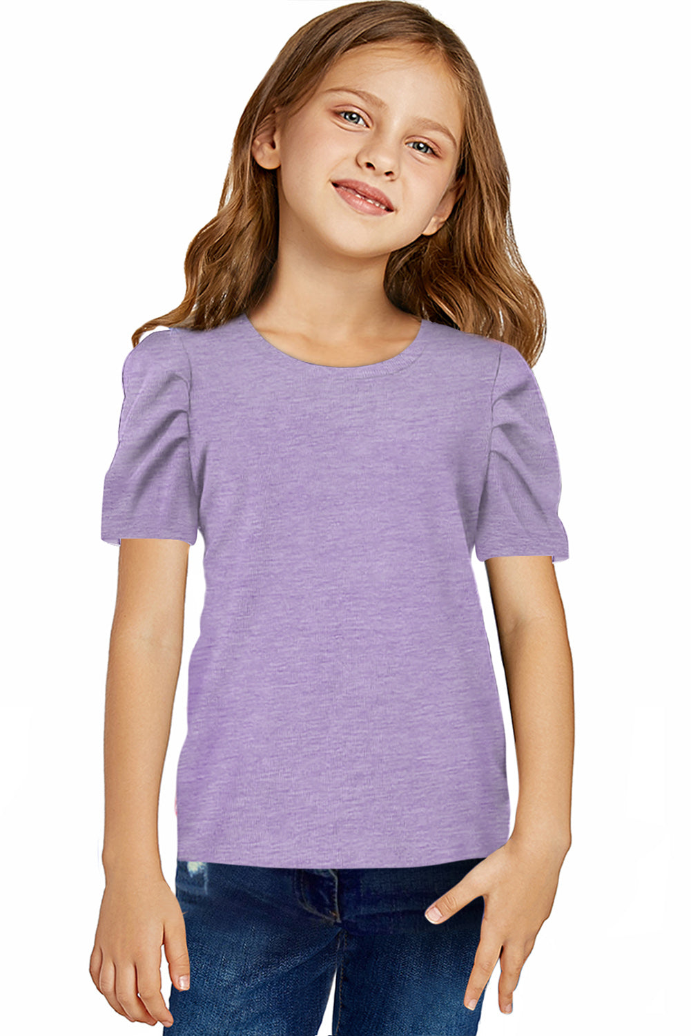 Round Neck Puff Sleeve T-Shirt - Enfance-Heureuse