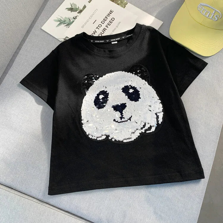 T-shirt manches courtes Panda Garçons Haut à manches mi-longues - Enfance-Heureuse