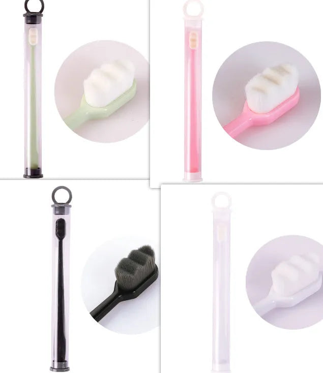 Brosse à dents ultra-fine à poils super doux, brosse de nettoyage en profondeur portable pour outils de soins bucco-dentaires, soins des dents, nettoyage buccal, voyage