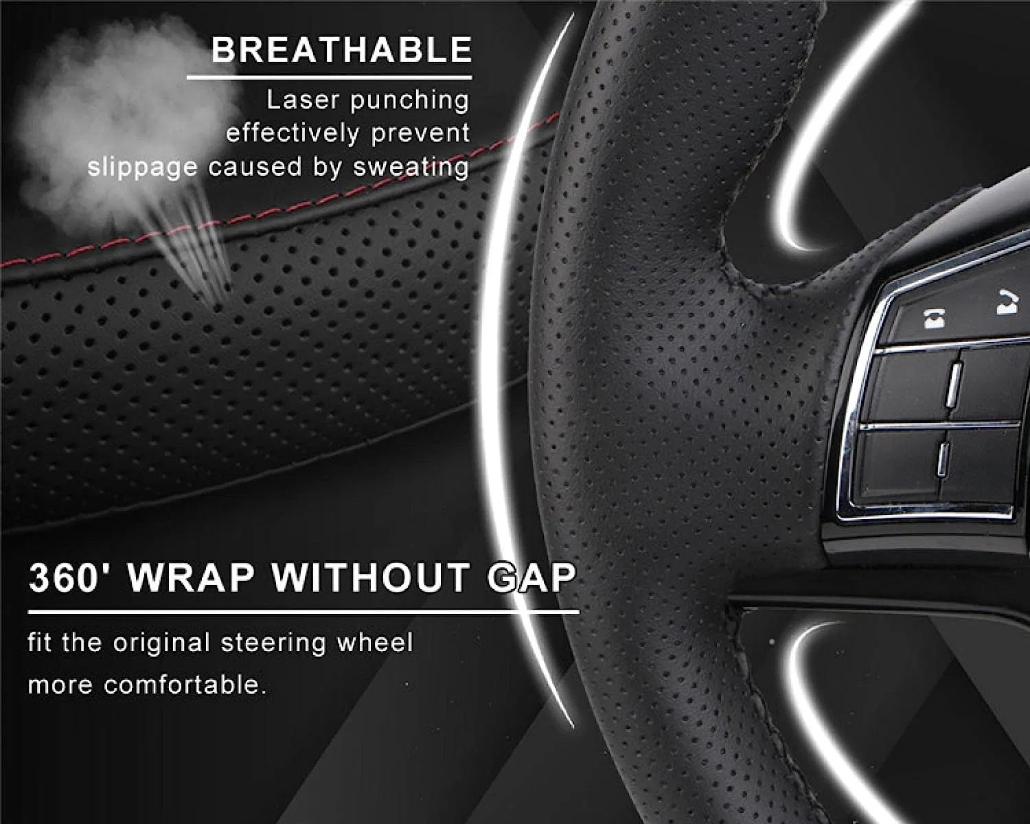 Genuine Leather DIY Car Steering Wheel Cover Anti-slip For Cm Black US - Enfance-Heureuse