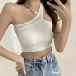 Hot Girl Irregular Shoulder Summer Vest For Women - Enfance-Heureuse