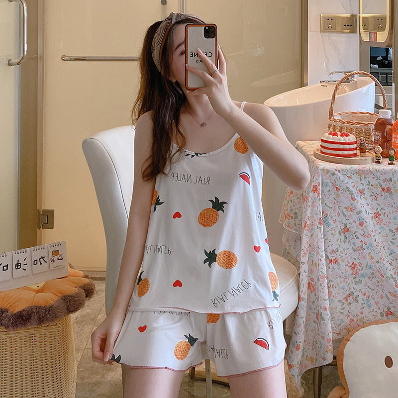 Women's Fashion Simple Camisole Homewear Pajamas Two-piece Set - Enfance-Heureuse