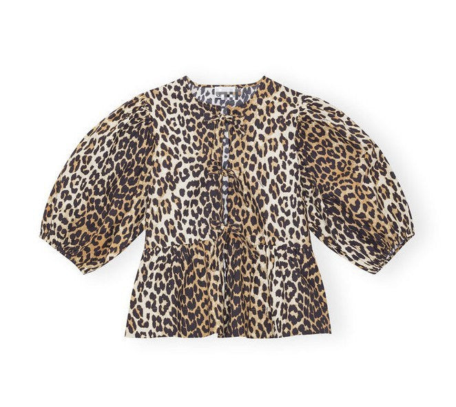 Fashion Printed Shirt Half Sleeve Lace-up Top