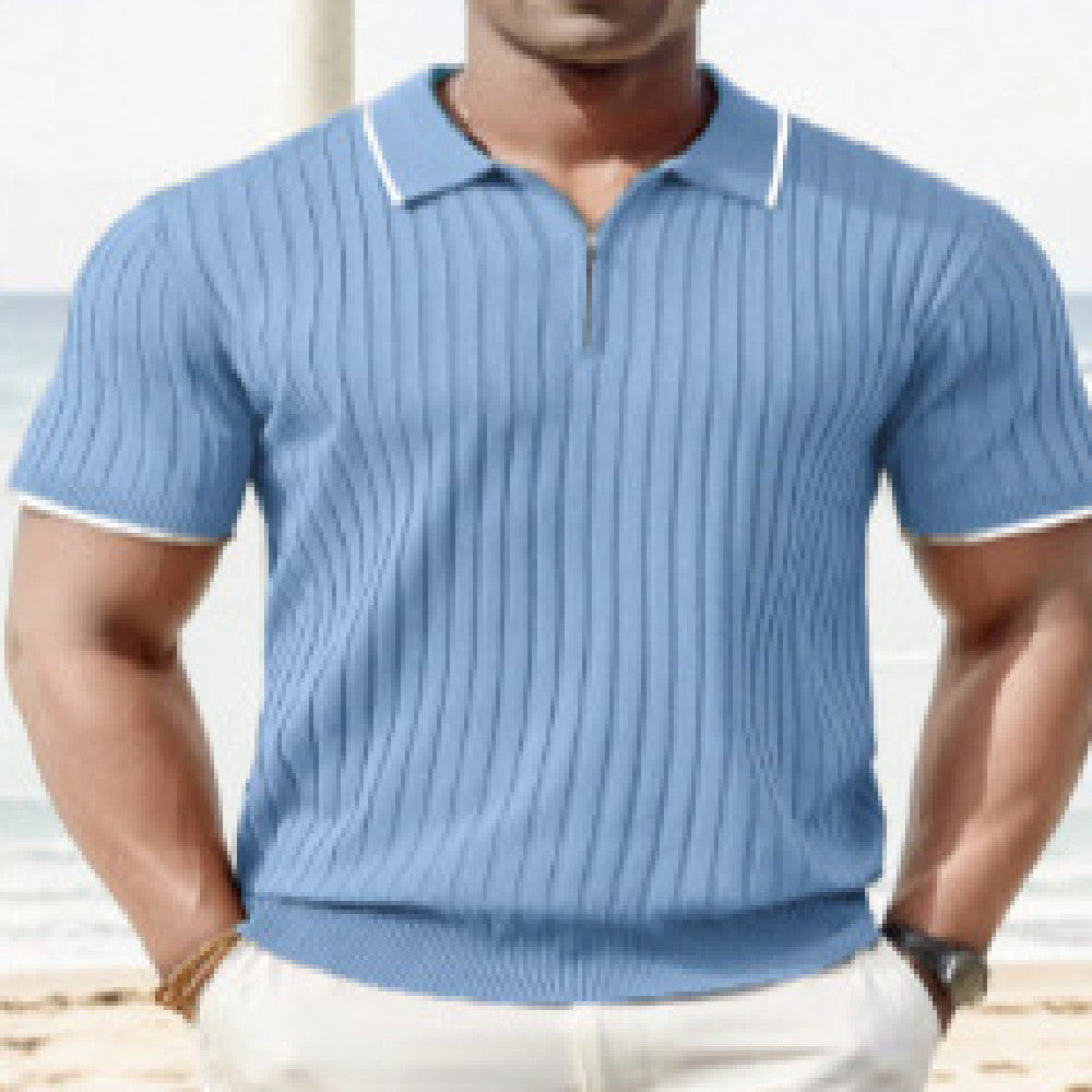 Fashion Men's Polo Shirt V-neck Business T-shirt - Enfance-Heureuse