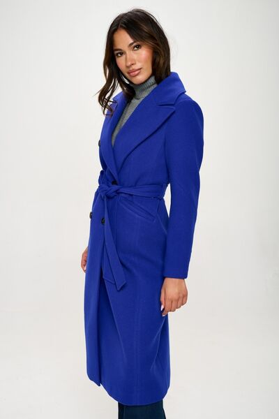 Coalition LA Double-Breasted Longline Coat with Belt - Enfance-Heureuse