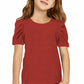 Round Neck Puff Sleeve T-Shirt - Enfance-Heureuse