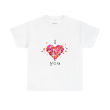 I Love You Floral Unisex Tee, Romantic Gift, Cute Graphic Shirt for Couples, Floral T-Shirt for Anniversaries, Sweetheart Top