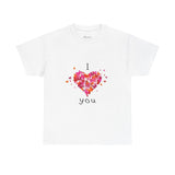 I Love You Floral Unisex Tee, Romantic Gift, Cute Graphic Shirt for Couples, Floral T-Shirt for Anniversaries, Sweetheart Top - Enfance-Heureuse