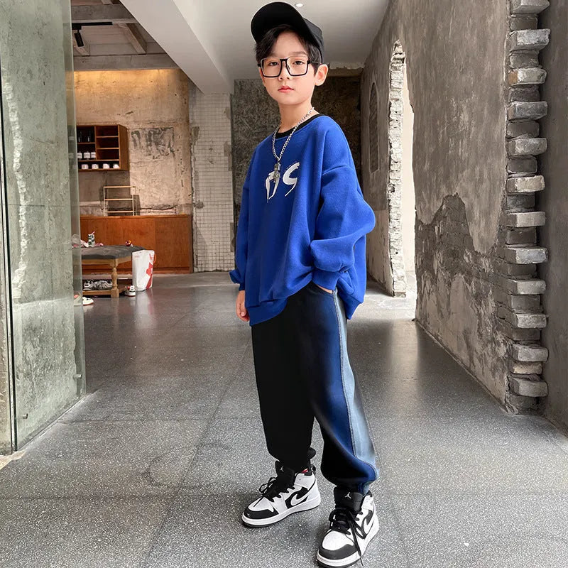 Grands Enfants Plus de Velours Épaississement Enfants Garçon Deux-pièce Costume de Style Occidental - Enfance-Heureuse