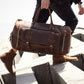 Men's Retro Genuine Leather Super Large Capacity First Layer Cowhide Leather Hand Luggage Bag - Enfance-Heureuse