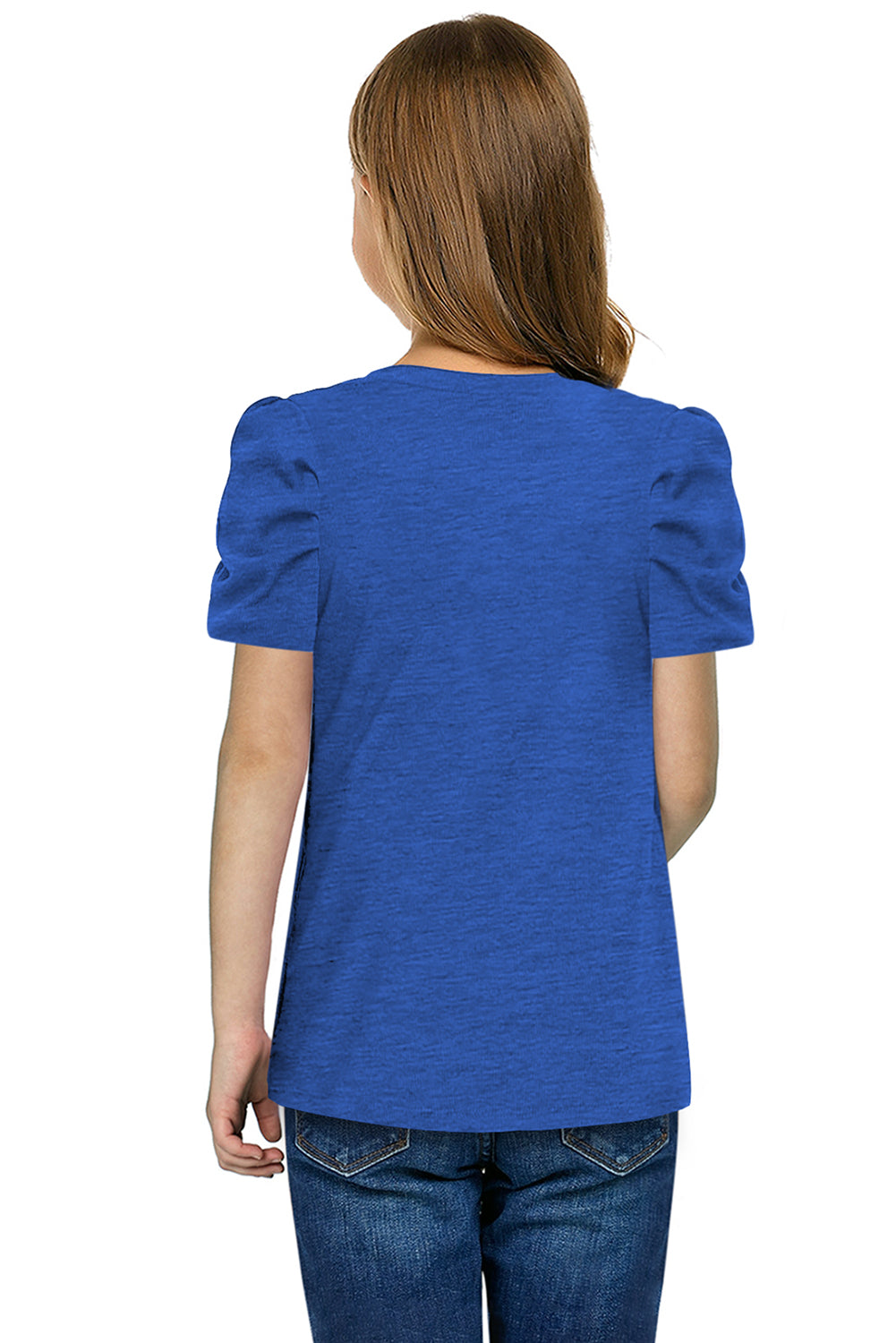 Round Neck Puff Sleeve T-Shirt - Enfance-Heureuse