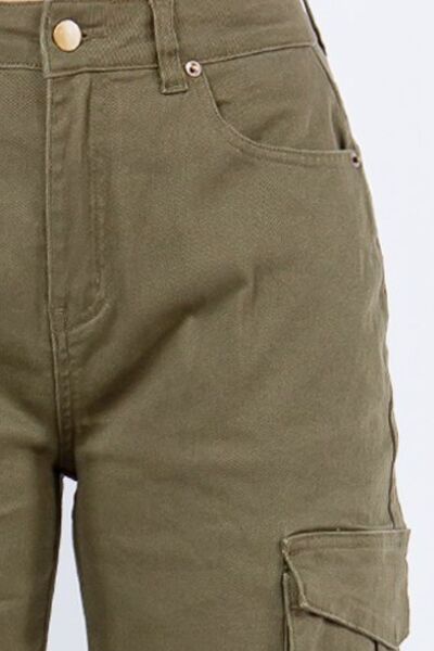 Pantalon cargo taille haute American Bazi à boutons, grande taille