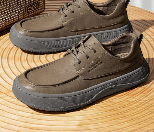 Chaussures décontractées en cuir marron rétro britannique à gros orteils