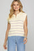 She + Sky Ribbed Hem Striped Half Zip Sweater Vest - Enfance-Heureuse