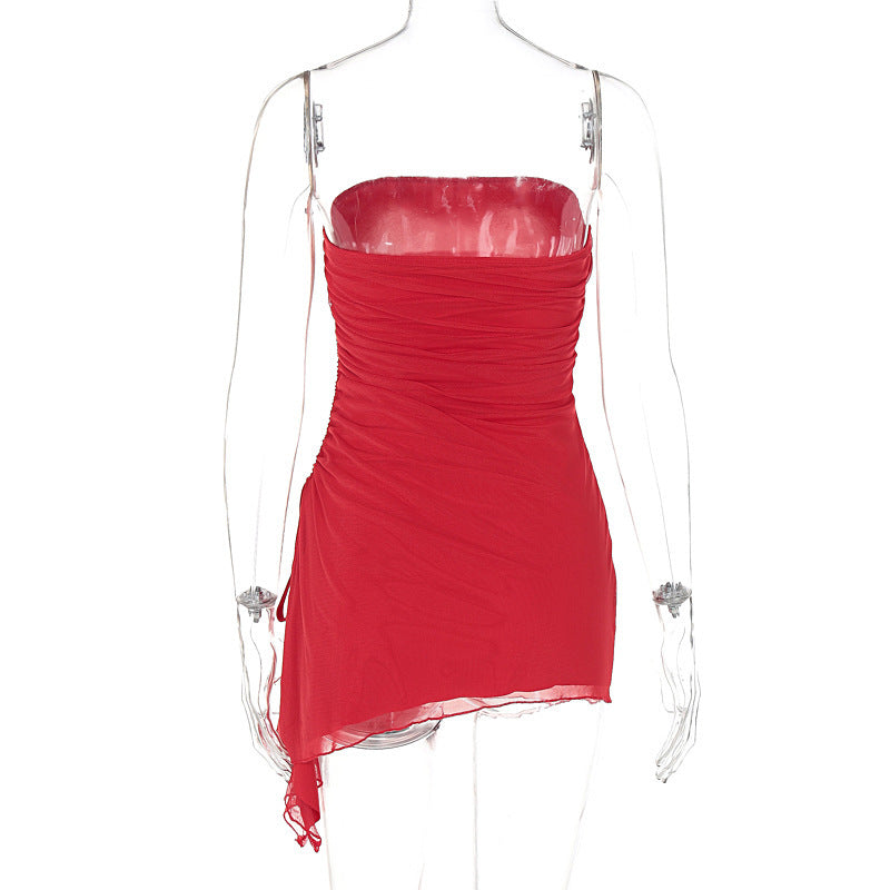 Y2K Tube-top Split Dress Summer Ins Fashion Backless Short Dresses For Women - Enfance-Heureuse