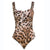 Round Neck Long Sleeve Contrast Color Animal Leopard Color Tight Jumpsuit