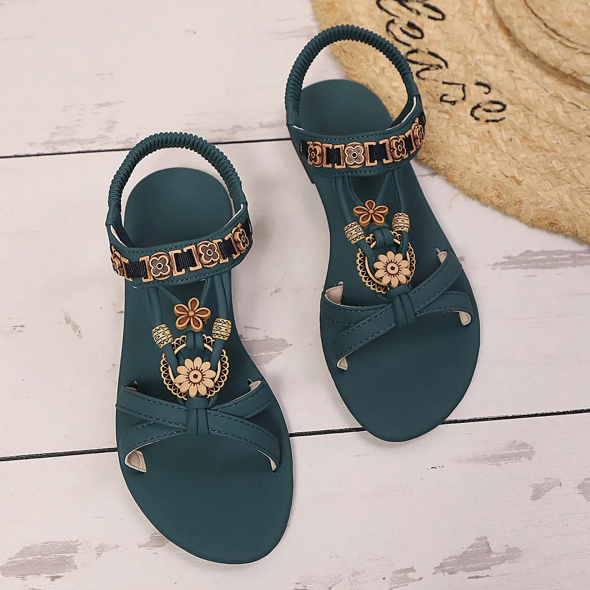 Flower Open Toe Flat Sandals - Enfance-Heureuse