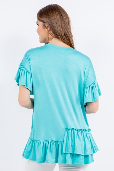 Haut asymétrique à volants Celeste grande taille