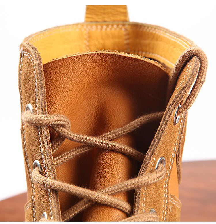 Leather Stitching Paratrooper Work Ankle Boots - Enfance-Heureuse