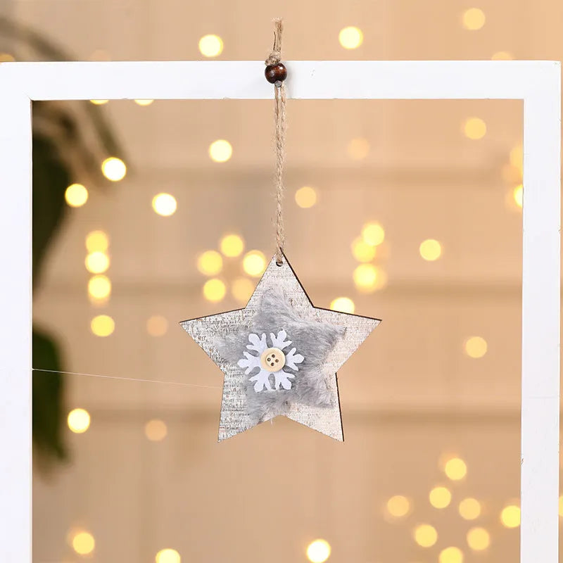 Christmas Tree Wooden Plush Decoration Pendant - Enfance-Heureuse