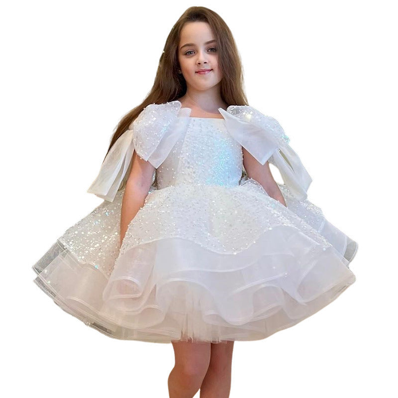 Girls' White Birthday Party Formal Dress Skirt - Enfance-Heureuse
