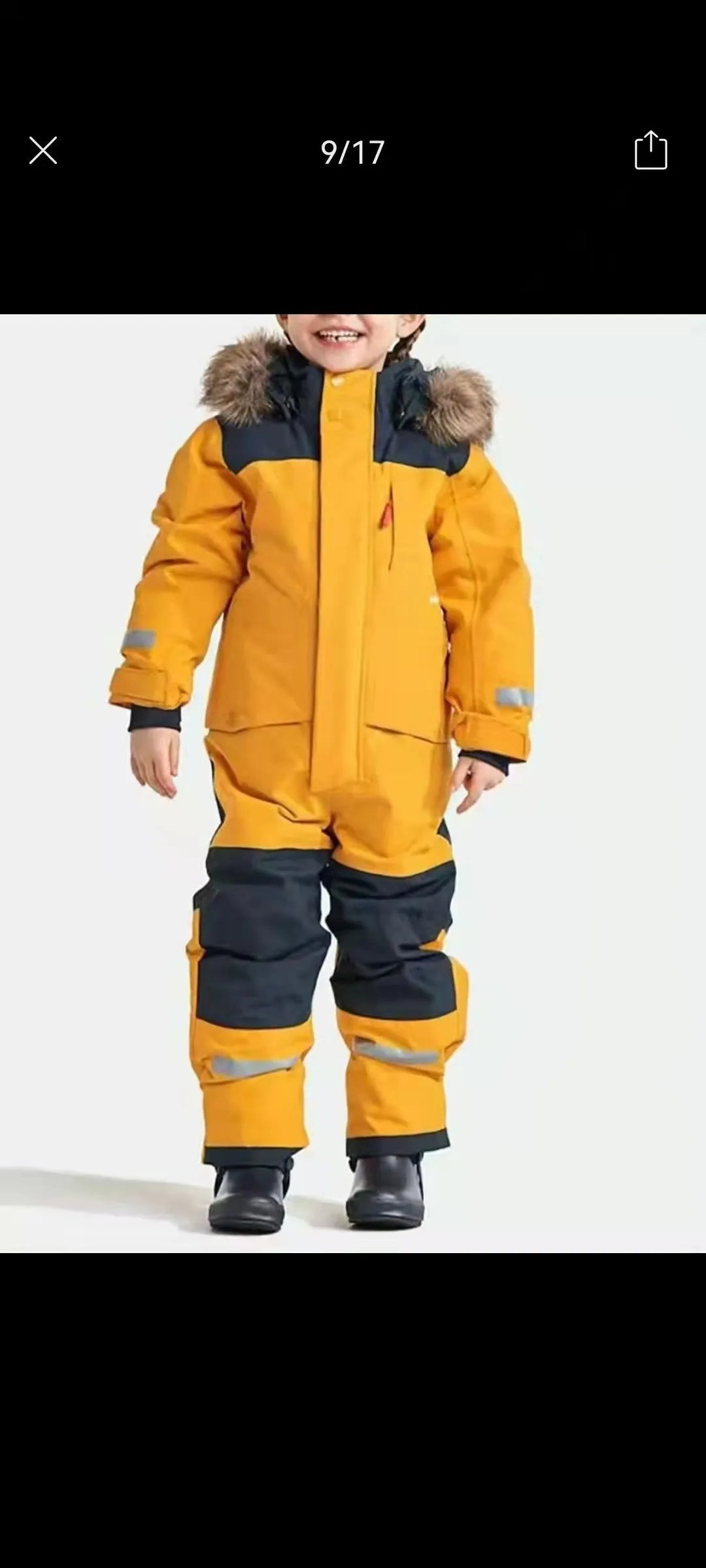 Windproof Waterproof Thickened Luminous Children's One-piece Ski Suit Boys' And Girls' Cotton-padded Clothes - Enfance-Heureuse