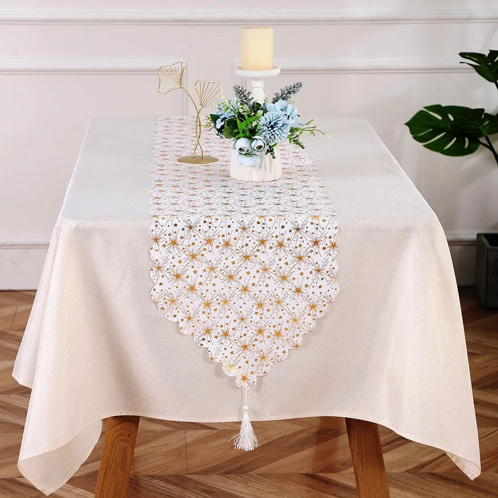 Christmas Snowflake Leaves Table Runner Table Decoration Decorations - Enfance-Heureuse