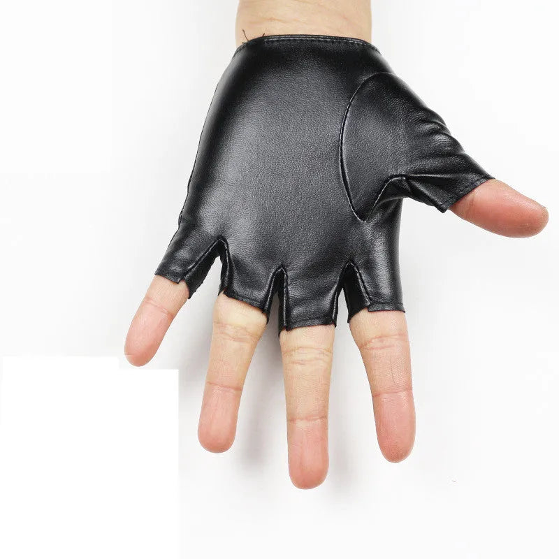 Leather Outdoor Children's Half-finger Gloves - Enfance-Heureuse