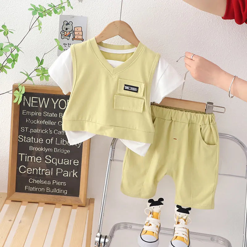 Boys Summer Suit Summer Short Sleeve Clothes - Enfance-Heureuse
