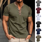Fashion Short-sleeved Polo Shirt Summer Button V-neck T-shirt Tops Mens Clothing - Enfance-Heureuse
