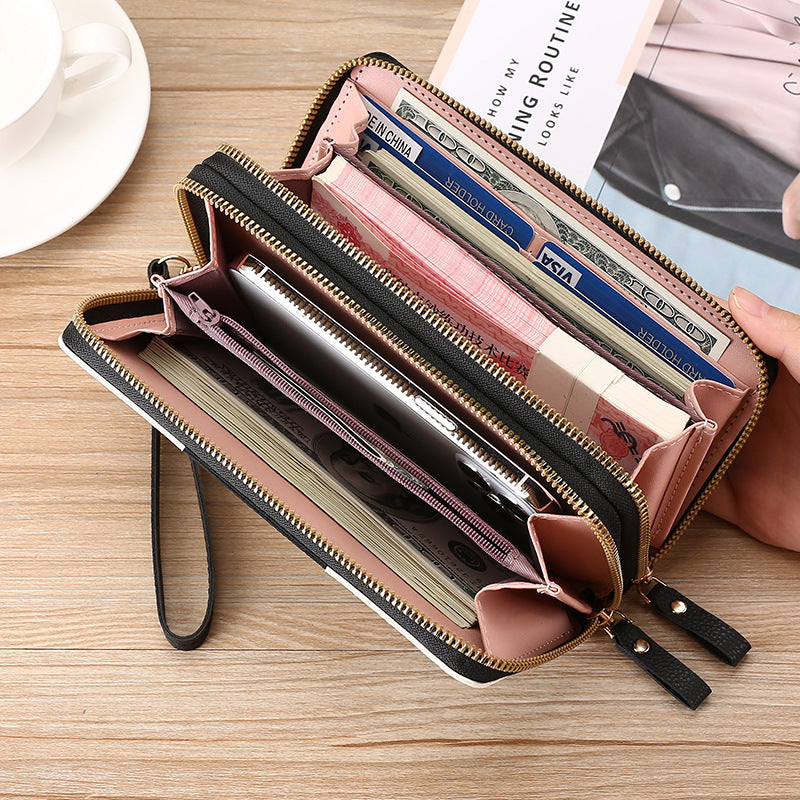 Long Wallet Clutch Mobile Phone Bag Coin Purse Zipper Bag Wallet - Enfance-Heureuse
