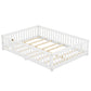 Full Size Bed Floor Bed With Safety Guardrails And Door For Kids, White - Enfance-Heureuse