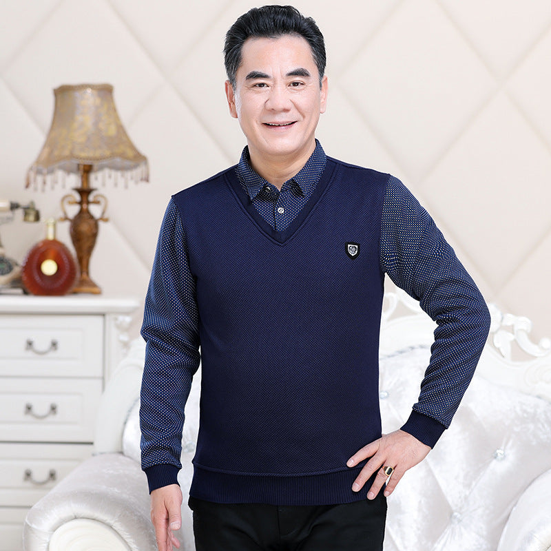 Long-sleeved T-shirt Men's Middle-aged And Elderly Clothes - Enfance-Heureuse