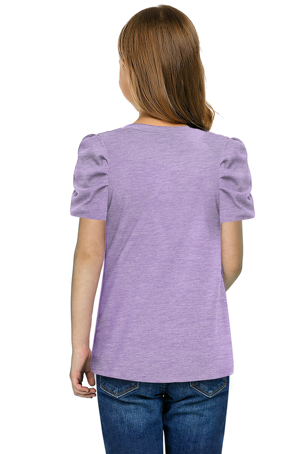 Round Neck Puff Sleeve T-Shirt - Enfance-Heureuse