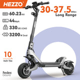HEZZO F6 Electric Scooter 60V 1600W Dual Motors 10inch Off-road Folding Escooter 23AH Lithium Battery Long Range Full Suspension - Enfance-Heureuse