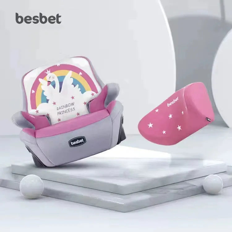 Besbet Children's Car Seat 3-12 Years Old Heightening Insole Car Portable Simple Baby Seat Cushions Isofix - Enfance-Heureuse