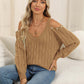 Woven Bottoming Shirt Deep V Off-the-shoulder Pullover Loose Sweater - Enfance-Heureuse