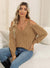 Woven Bottoming Shirt Deep V Off-the-shoulder Pullover Loose Sweater - Enfance-Heureuse