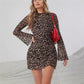 Sexy Leopard Print Long Sleeve Dress - Enfance-Heureuse