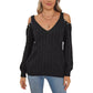 Woven Bottoming Shirt Deep V Off-the-shoulder Pullover Loose Sweater - Enfance-Heureuse