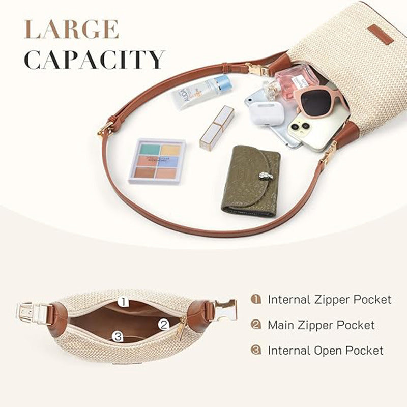 Simple Casual All-match Straw Shoulder Bag Crossbody Women's Bag - Enfance-Heureuse