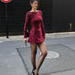 Hot Girl Mesh Floral Round-neck Long-sleeved Dress Women - Enfance-Heureuse