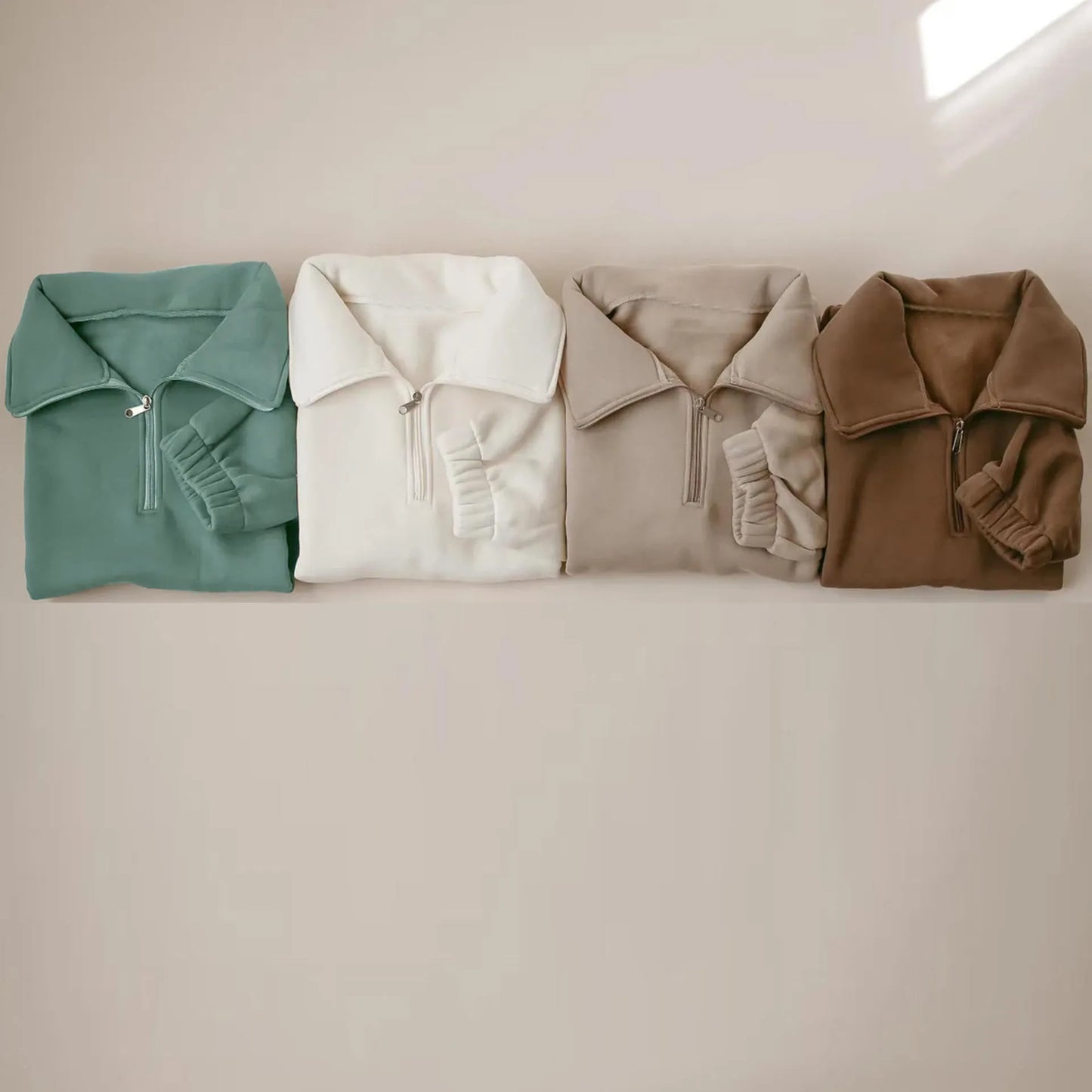 Turtleneck Half Zip Top Ankle Banded Pants Fleece Casual Suit - Enfance-Heureuse