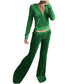 Casual Solid Color Velvet Wide Leg Pants Two-piece Set - Enfance-Heureuse