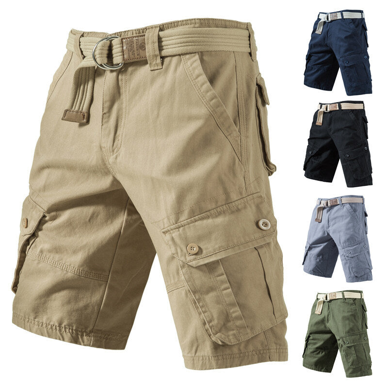 Summer Cargo Shorts With Pockets Fashion Solid Short Pants - Enfance-Heureuse